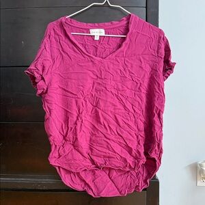 cloth & stone Purple V-Neck Short Sleeve Tee